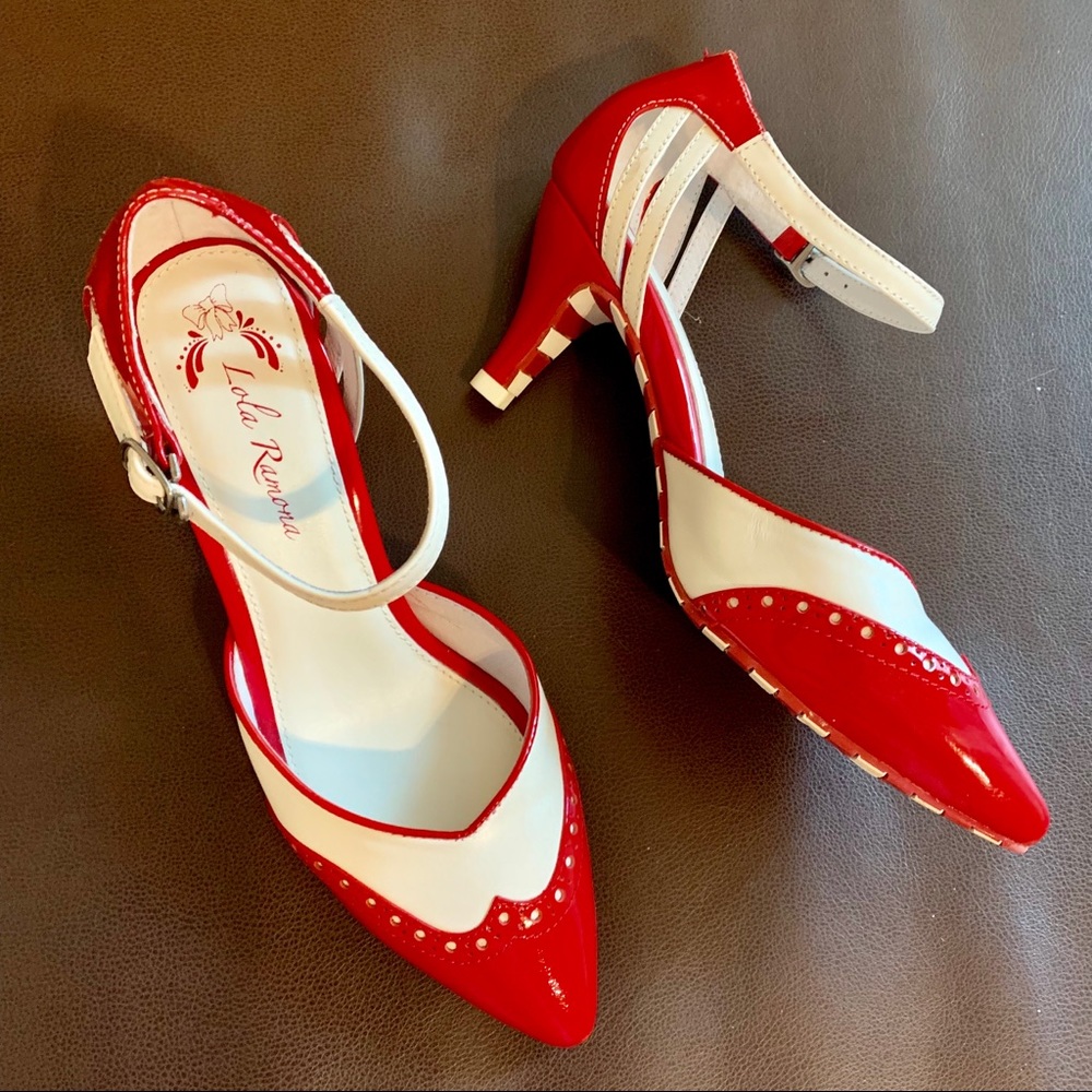 RARE❣️Kitten Heels size 37 Red & White